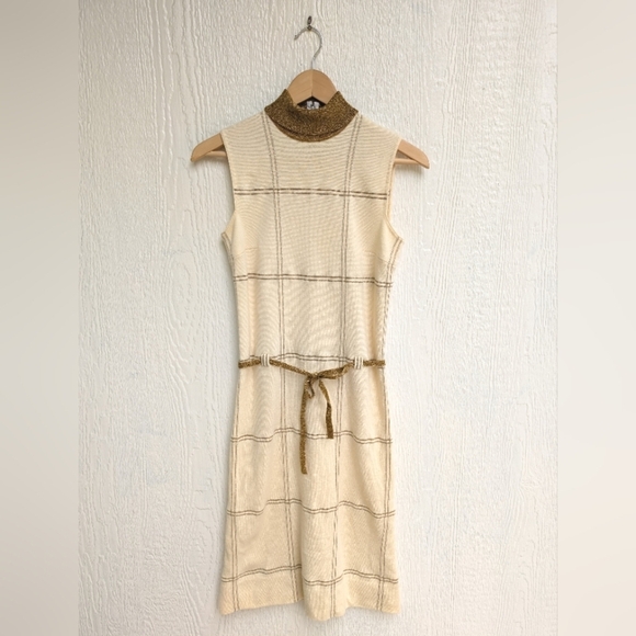 Vintage Francesca for Damon Italy Wool And Metallic Sleeveless Dress Size 10 - Picture 1 of 6